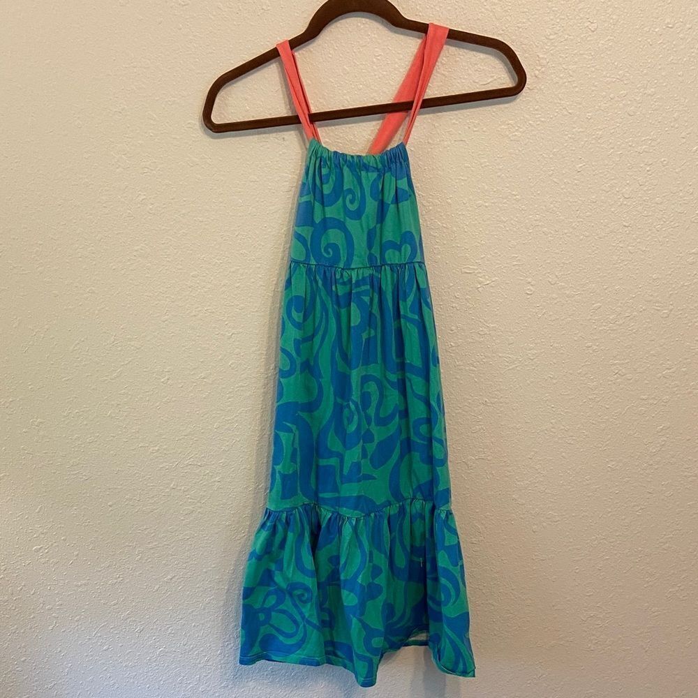 Mini Boden Blue & Green Tiered Maxi Dress Size 9-10 Y